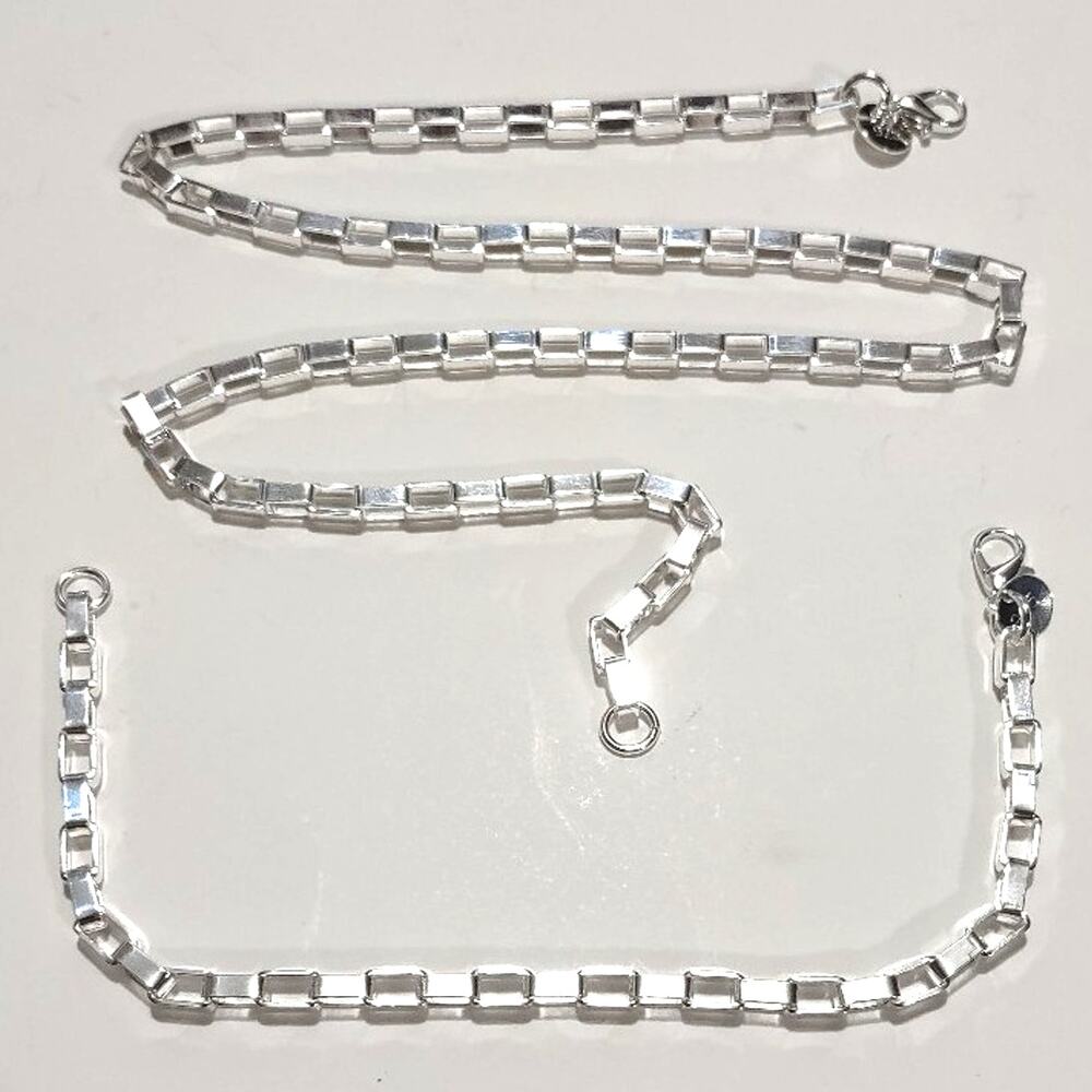925 Sterling Silver Plated Necklace Bracelet Box Chain Valentine's Birthday Gift